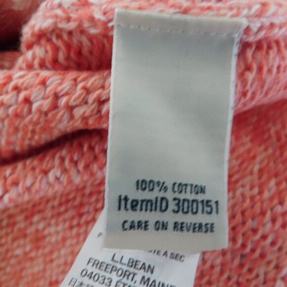 LL‎ Bean Cardigan Medium Petite Orange Knit Heavy Cotton Full Zip Sweater - Picture 4 of 6